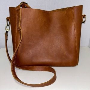 Portland Leather Butterfly Honey Leather Bucket Shoulder Bag Crossbody